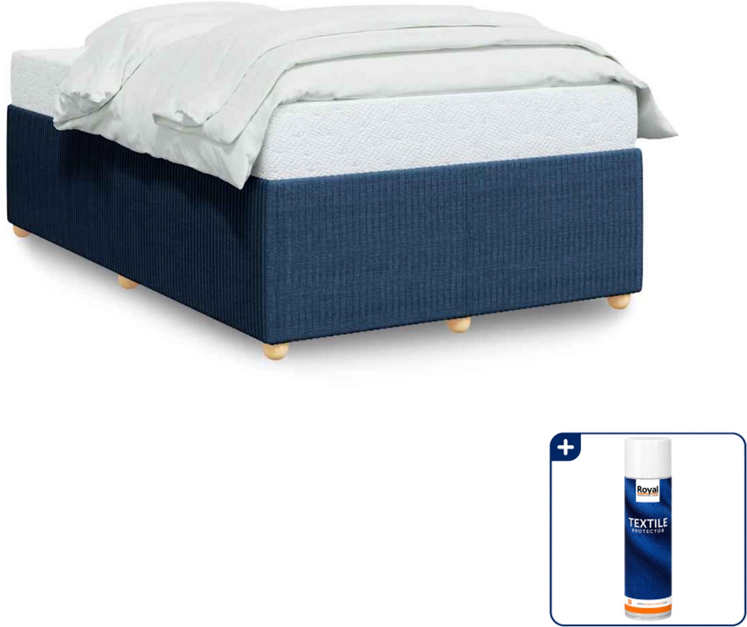 vidaXL bedframe - 120 x 190 cm - stof - blauw - Inclusief textielbeschermer 500 ml
