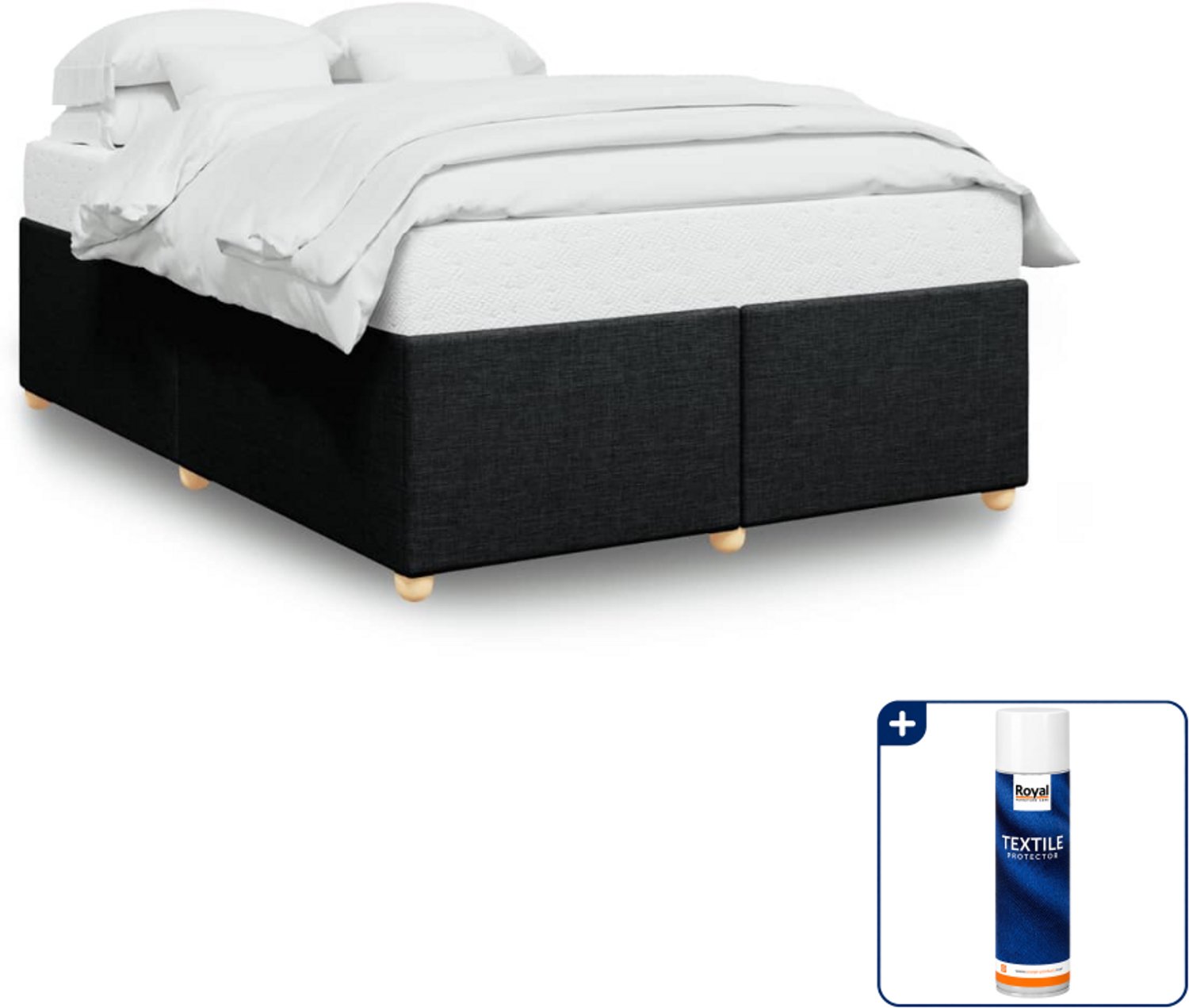vidaXL bedframe - Queensize - 160 x 200 cm - stof - zwart - Inclusief textielbeschermer 500 ml Groen