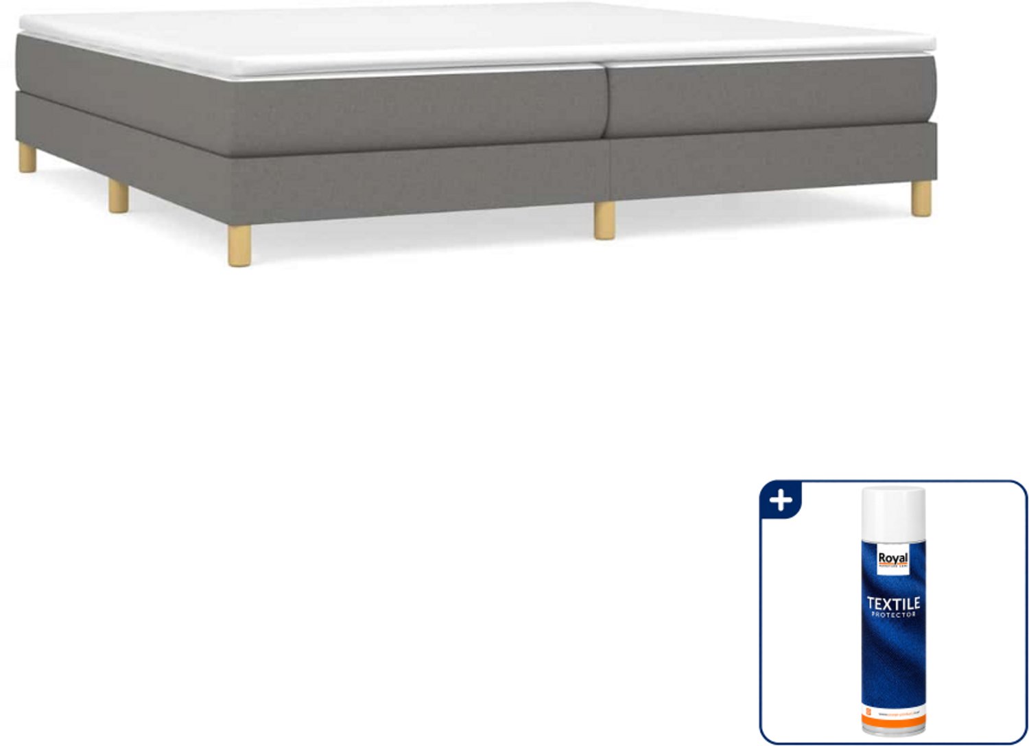 vidaXL boxspring met matras - 200x200 cm - donkergrijs - Inclusief textielbeschermer 500 ml