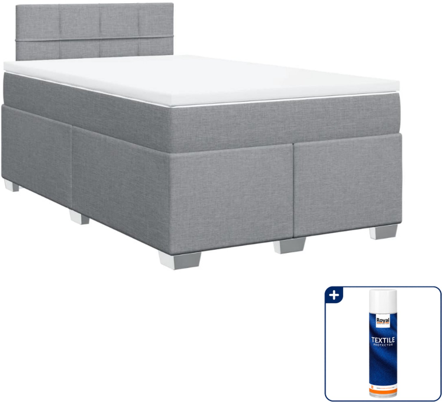 vidaXL boxspring met matras 120 x 200 cm - lichtgrijs - Inclusief textielbeschermer 500 ml