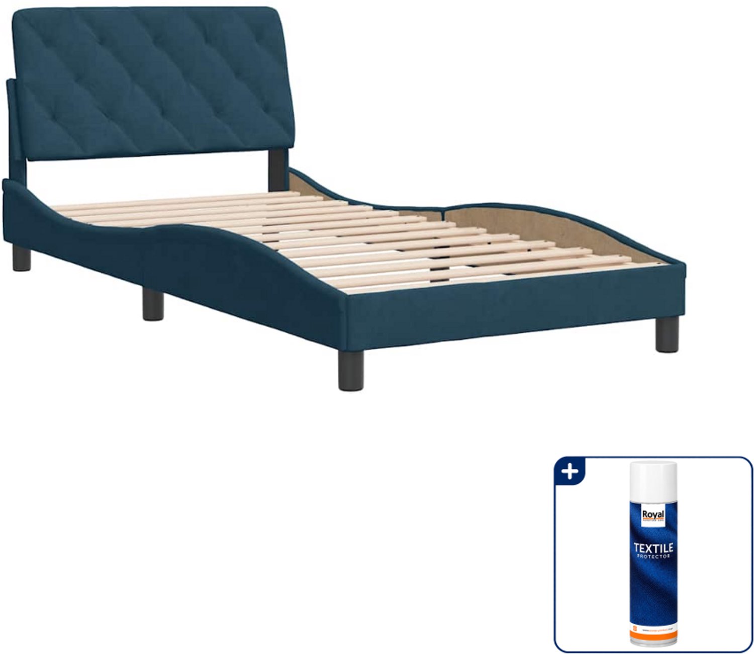 vidaXL Bedframe - 100 x 200 cm - fluweel - blauw - Inclusief textielbeschermer 500 ml Roze