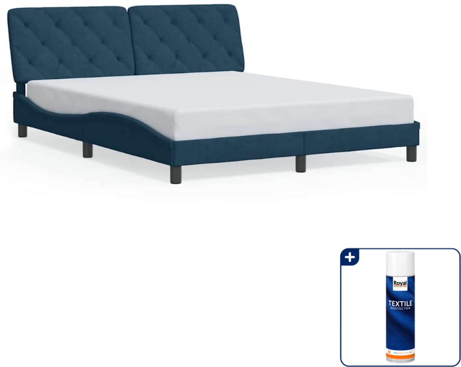 vidaXL bedframe Queensize - 160 x 200 cm - fluweel - blauw - Inclusief textielbeschermer 500 ml Zwart