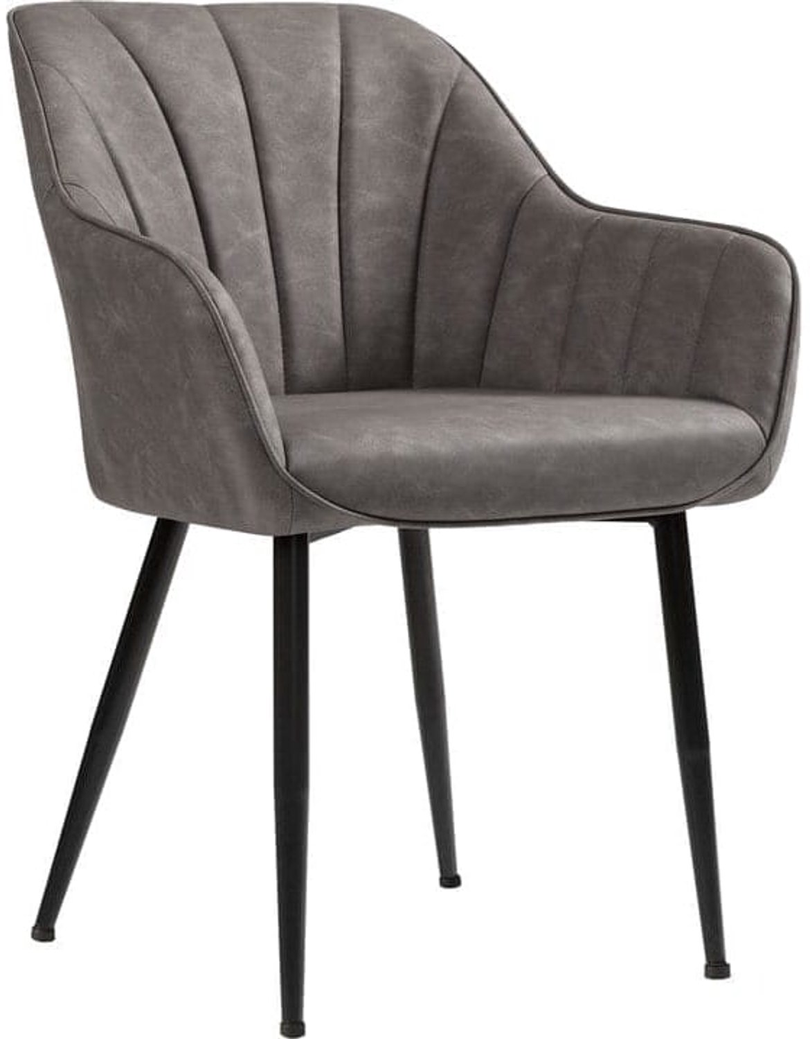 Klarven Eetkamerstoelen Grijs - Eetkamerstoel met Armleuning - PU-Bekleding, Metalen Poten - Belastbaar tot 110 kg - 60x62,5x85 cm