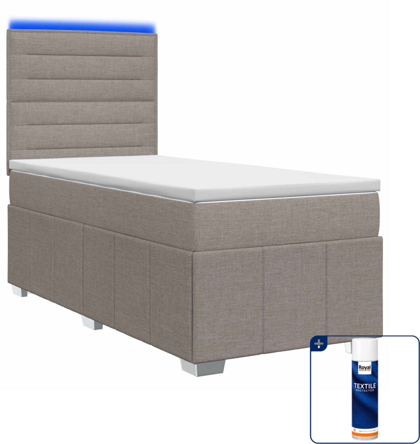 vidaXL LED boxspringbed - 100 x 200 cm - taupe - Inclusief textielbeschermer 500 ml