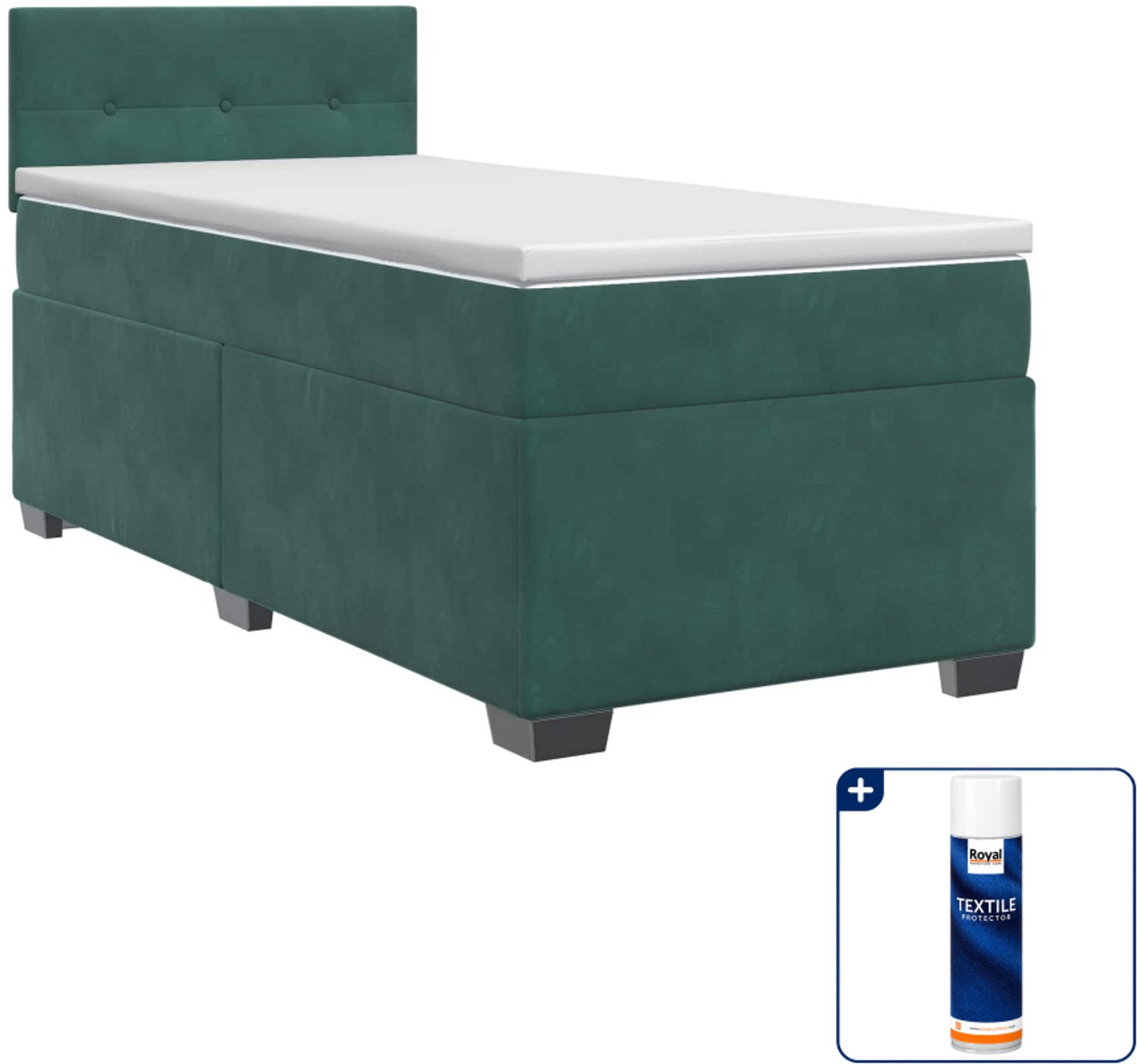 vidaXL boxspringbed met matras - 90 x 200 cm - donkergroen - Inclusief textielbeschermer 500 ml