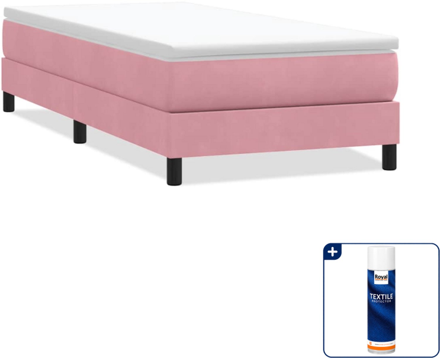 vidaXL boxspring 80 x 220 cm - fluweel - roze - Inclusief textielbeschermer 500 ml