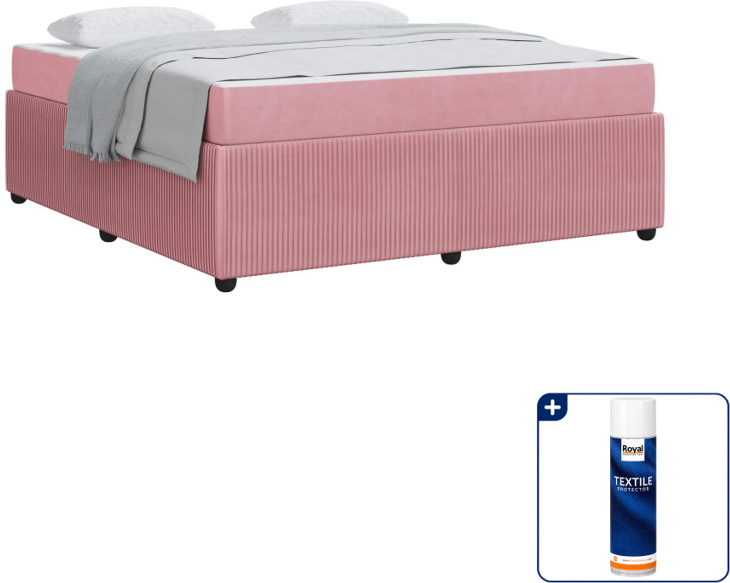 vidaXL Kingsize bedframe - 180 x 200 cm - roze - Inclusief textielbeschermer 500 ml