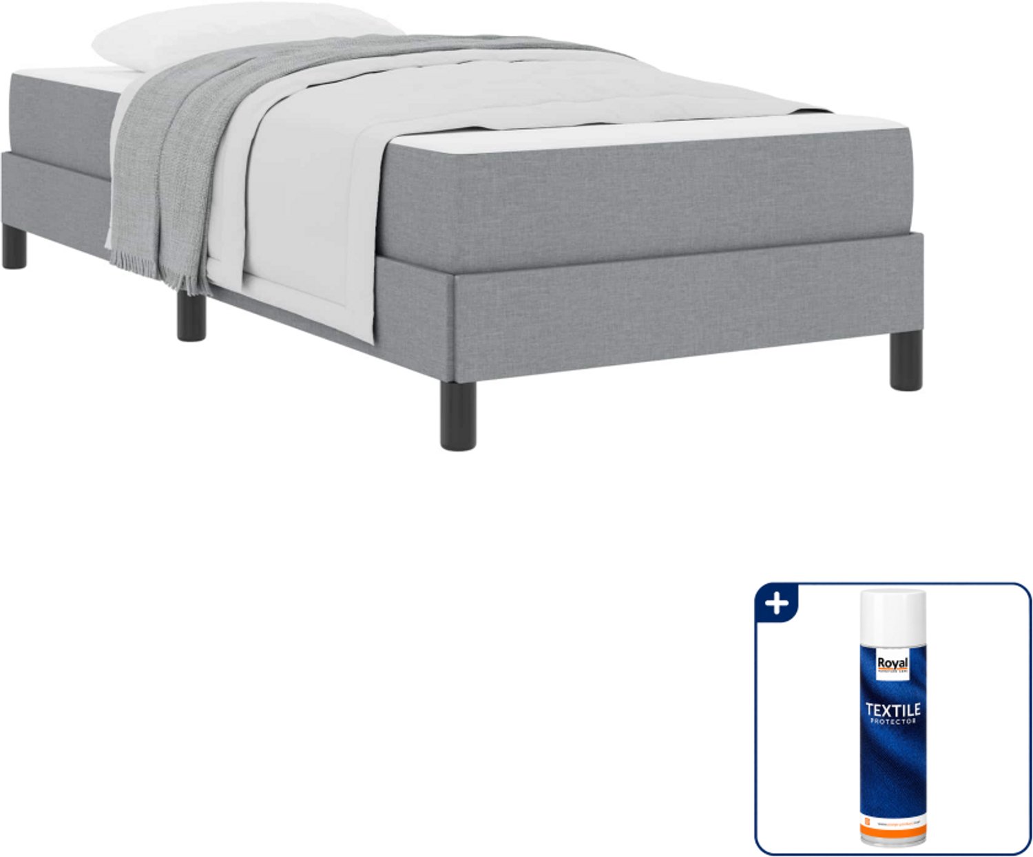 vidaXL boxspringbed - 80 x 200 cm - lichtgrijs - Inclusief textielbeschermer 500 ml