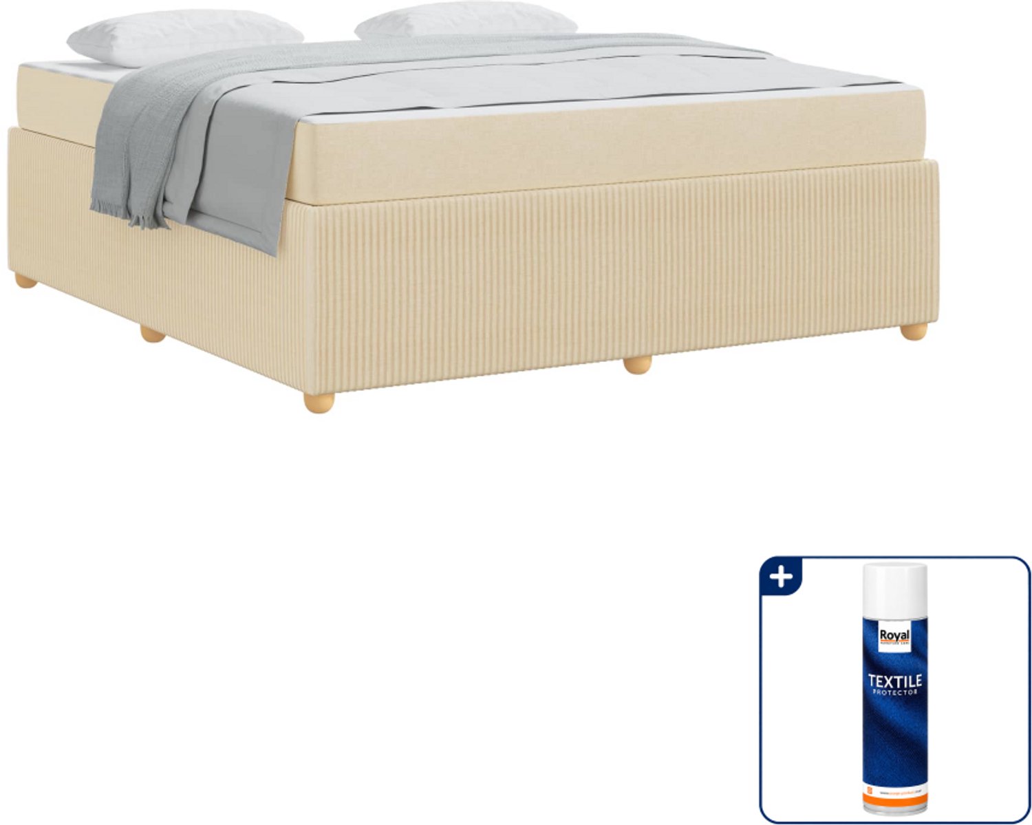 vidaXL bedframe - Kingsize - 180 x 200 cm - crème - Inclusief textielbeschermer 500 ml