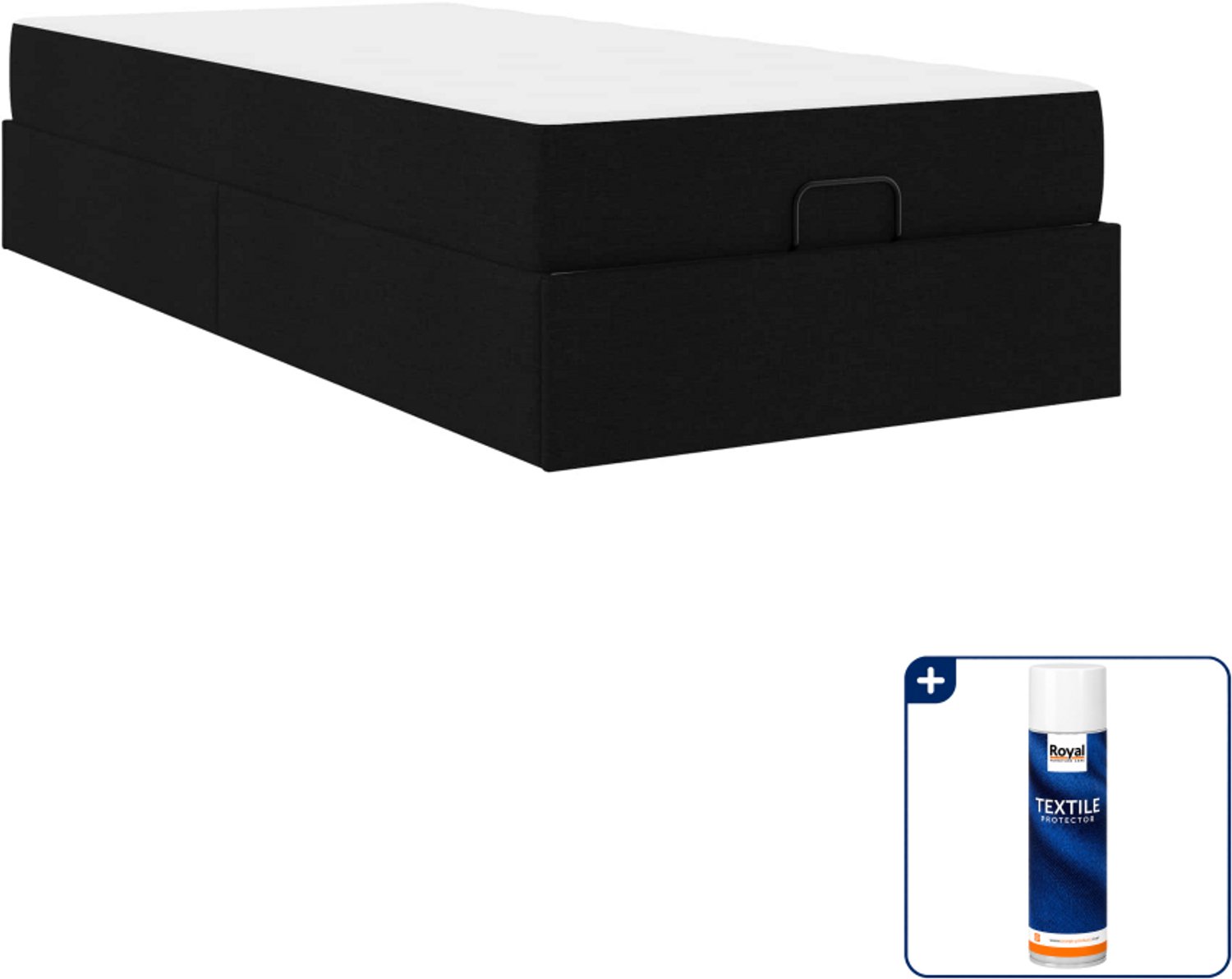 vidaXL bedframe met matras - 80 x 200 cm - stof - zwart - Inclusief textielbeschermer 500 ml Wit