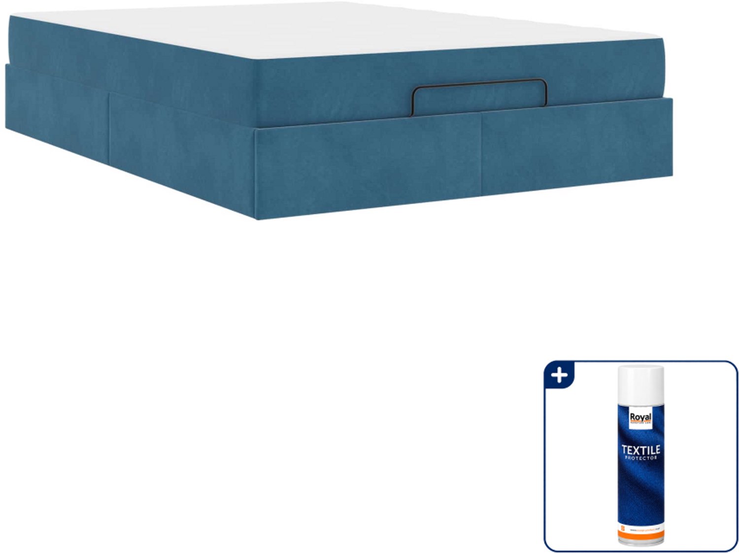 vidaXL bedframe met matras - 140 x 200 cm - fluweel - blauw - Inclusief textielbeschermer 500 ml Bruin