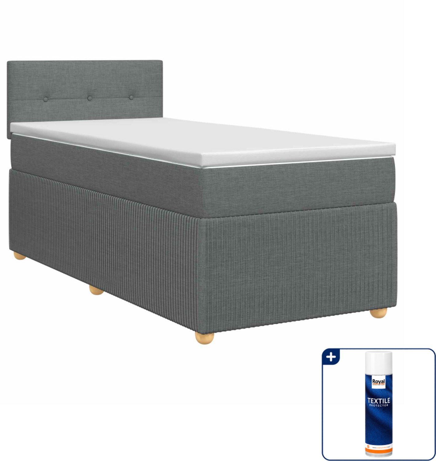 vidaXL boxspringbed - 90 x 190 cm - donkergrijs - Inclusief textielbeschermer 500 ml Donker Grijn