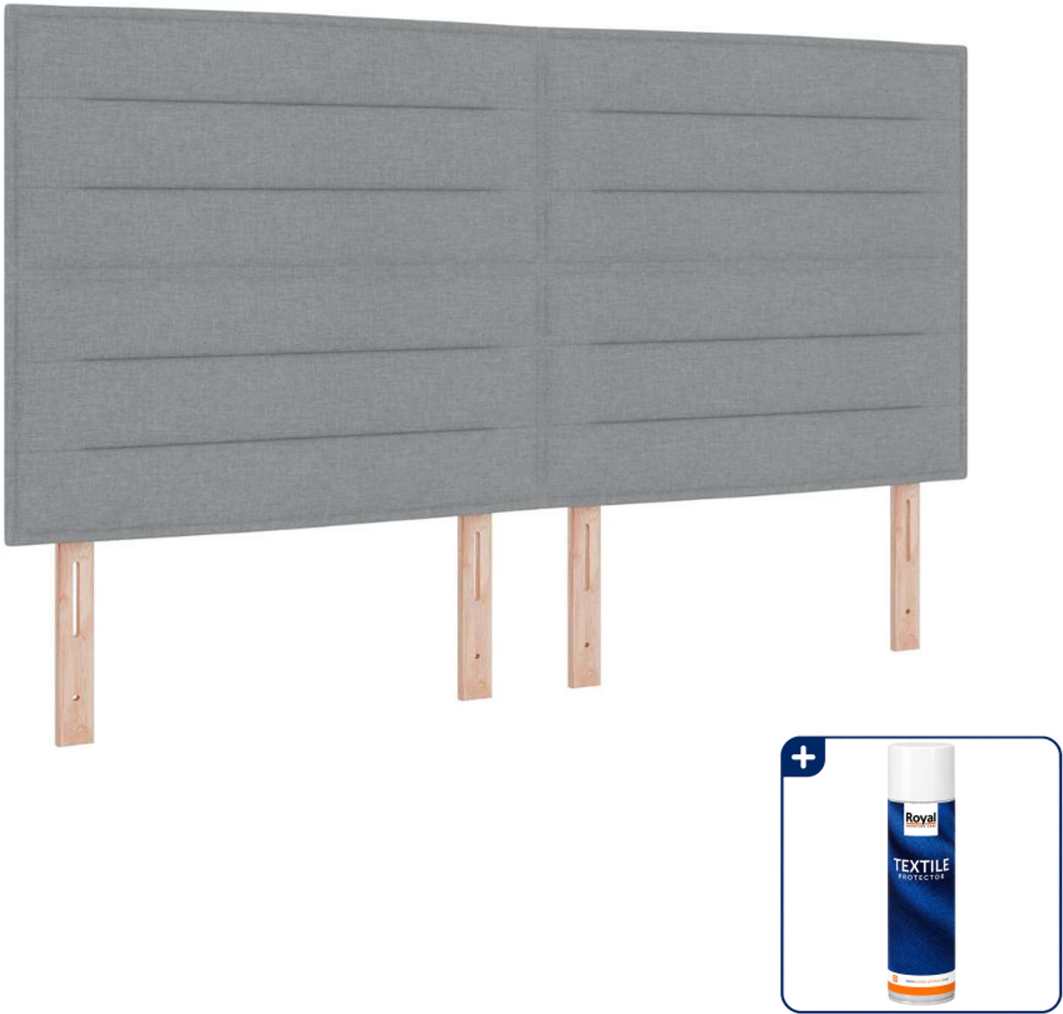 vidaXL Boxspring - Kingsize - 180 x 200 cm - stof - lichtgrijs - Inclusief textielbeschermer 500 ml