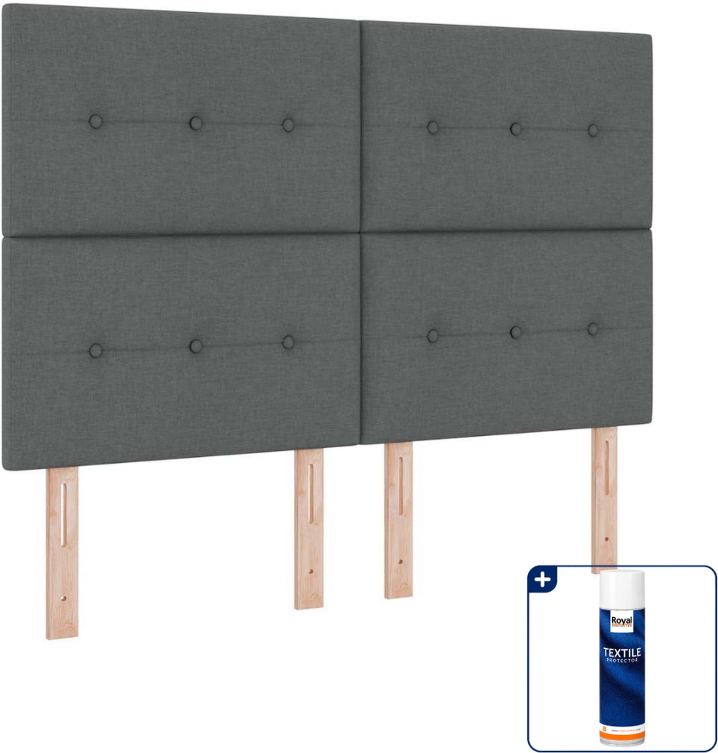 vidaXL LED boxspring Queensize - 160 x 200 cm - donkergrijs - Inclusief textielbeschermer 500 ml