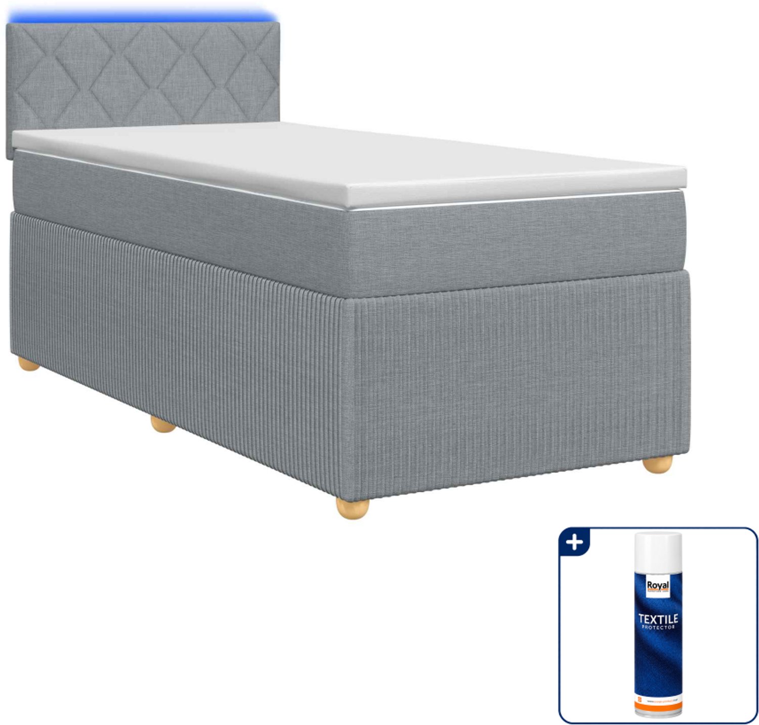 vidaXL boxspringbed met matras - 100 x 200 cm - lichtgrijs - Inclusief textielbeschermer 500 ml