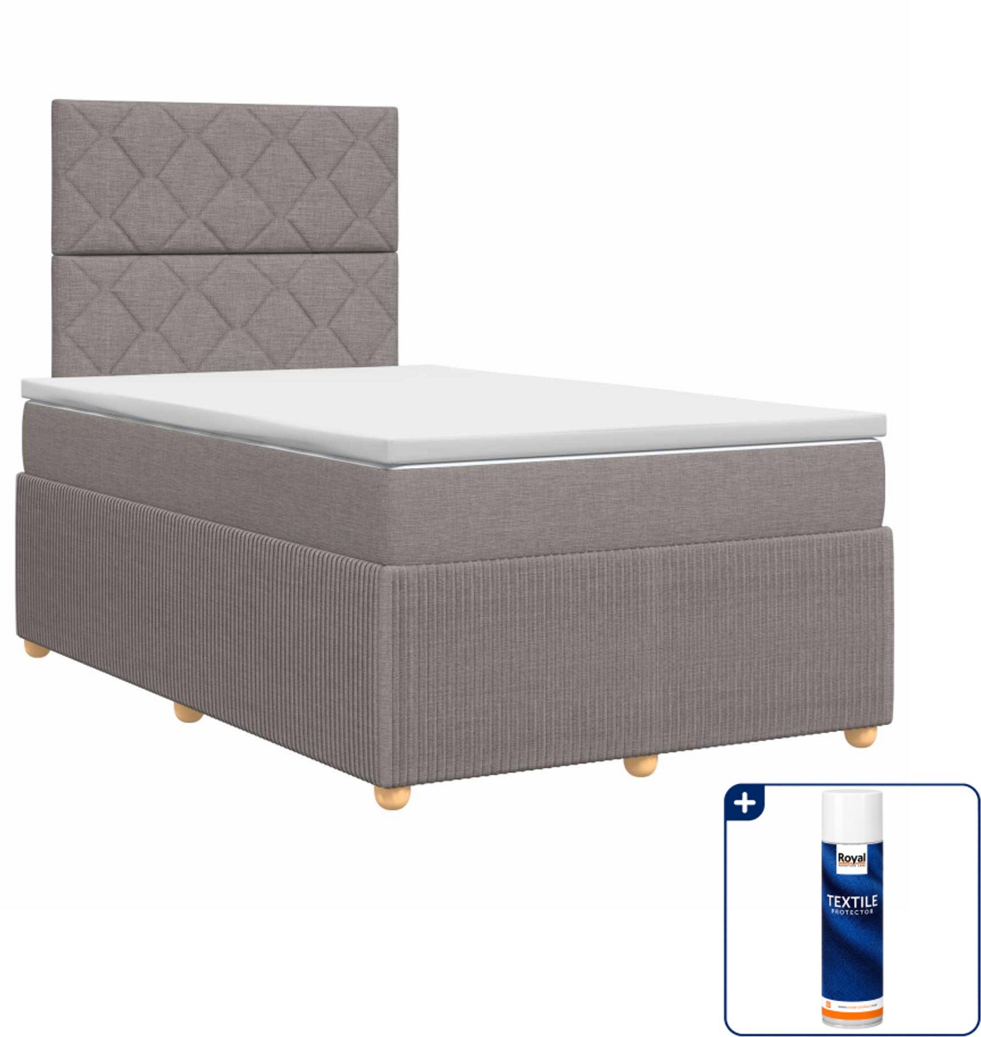 vidaXL boxspringbed met matras - 120 x 190 cm - stof - taupe - Inclusief textielbeschermer 500 ml