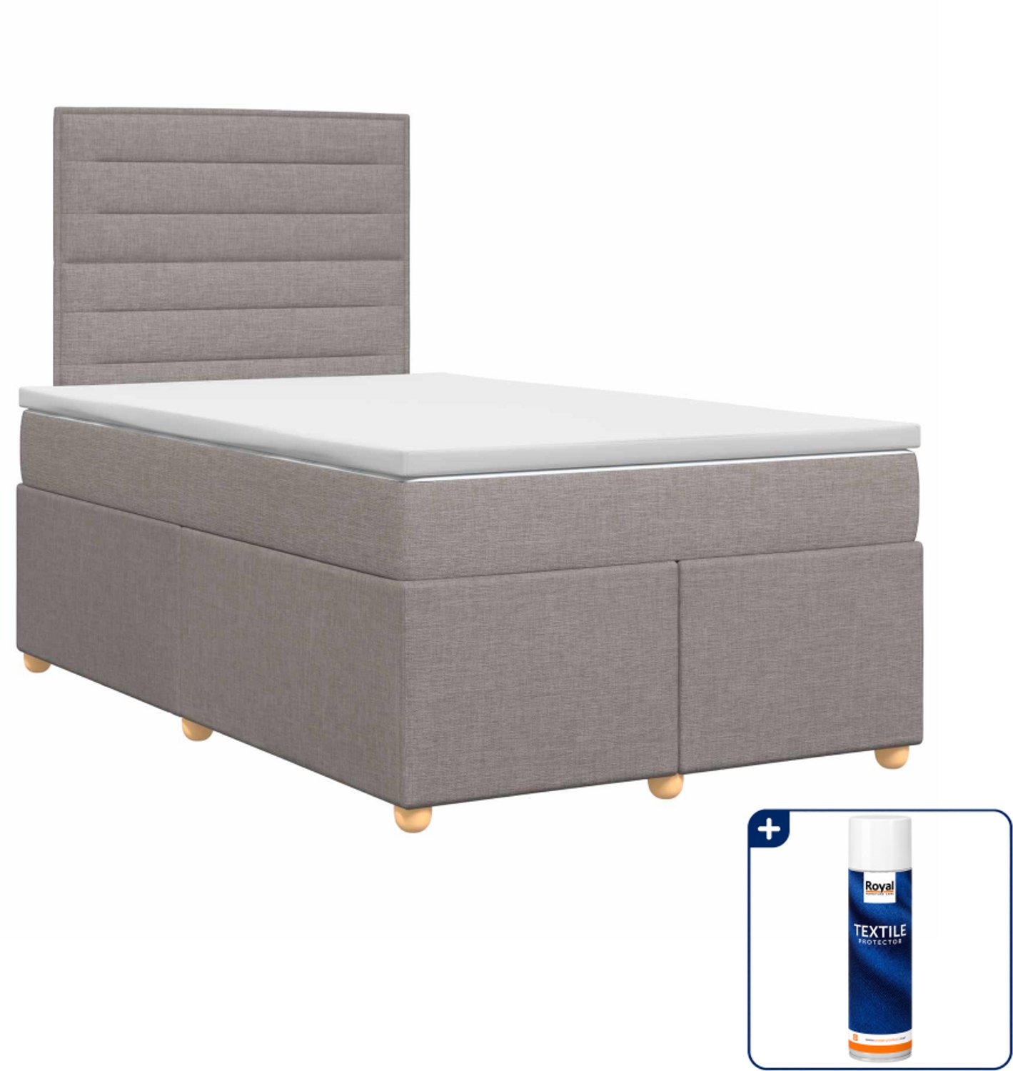 vidaXL boxspringbed met matras - 120 x 200 cm - taupe - Inclusief textielbeschermer 500 ml