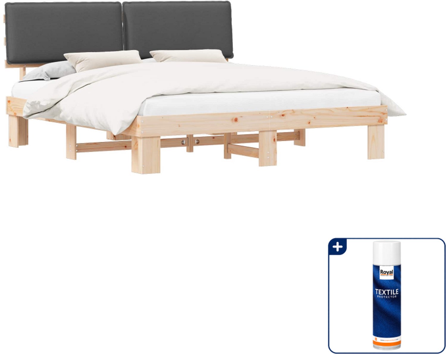 vidaXL bedframe - Kingsize - 180 x 200 cm - donkergrijs - Inclusief textielbeschermer 500 ml Blauw