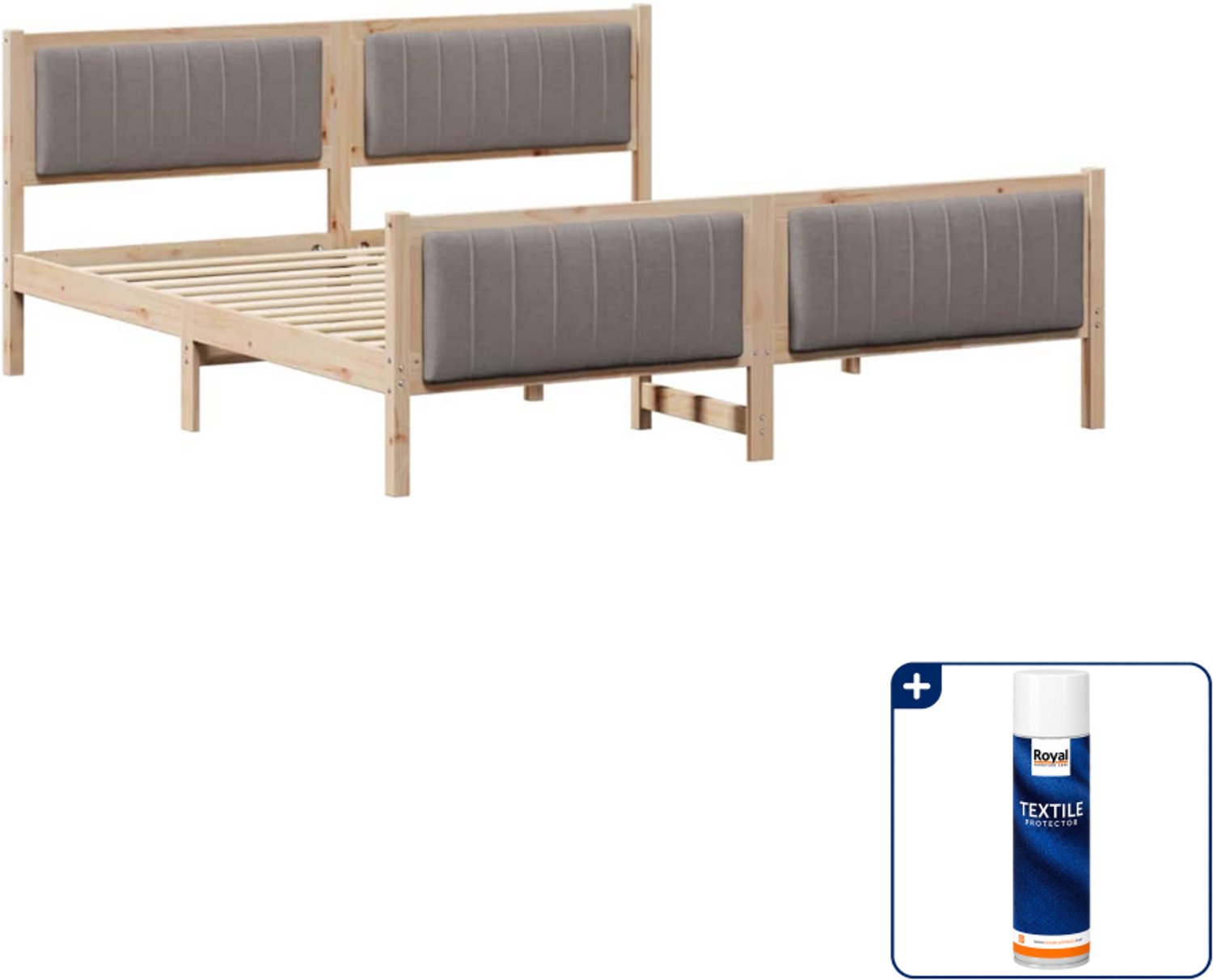 vidaXL Bedframe - Kingsize - 180 x 200 cm - massief grenenhout - bruin - Inclusief textielbeschermer 500 ml