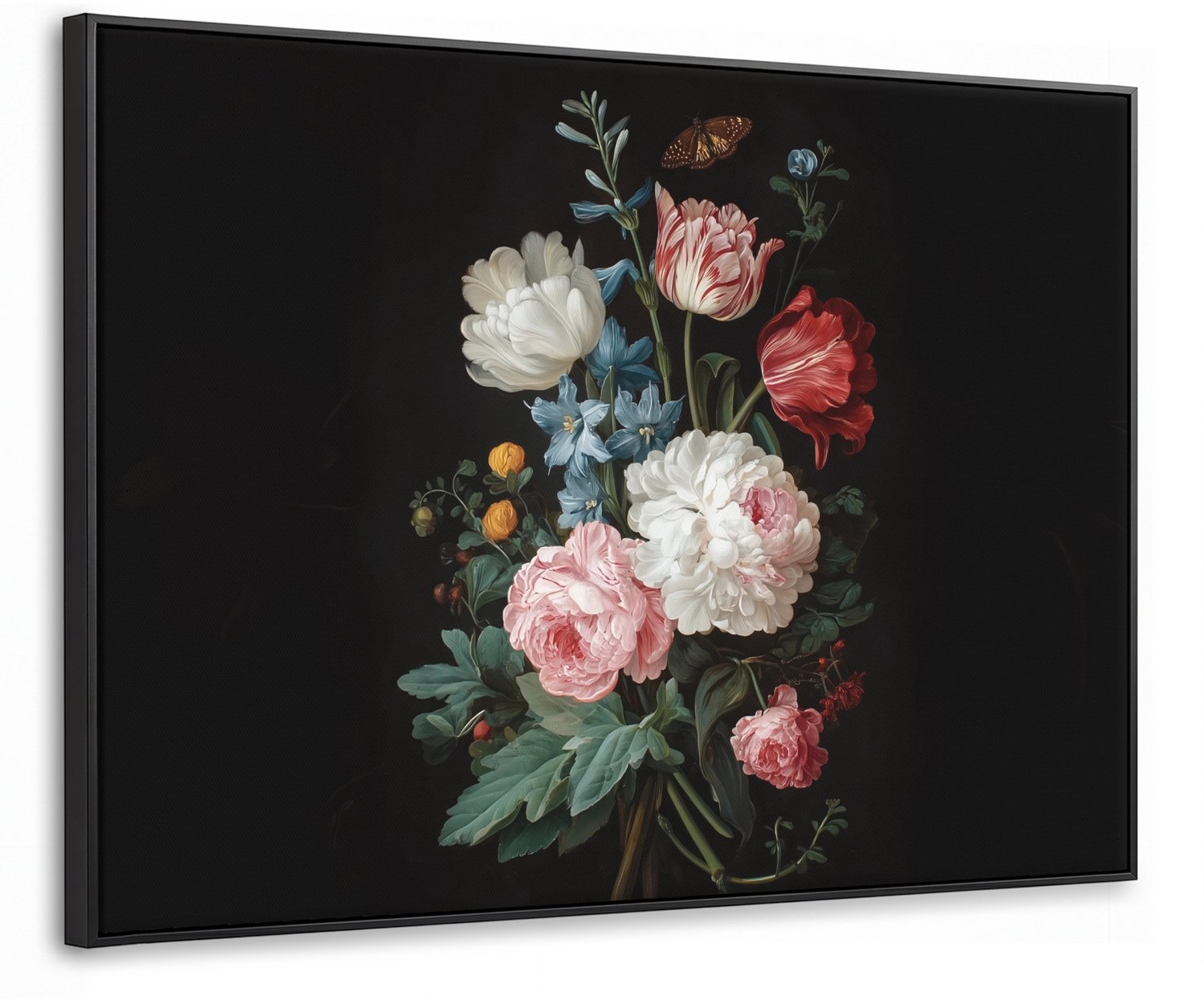 Canvas Schilderij met Baklijst 70x50cm - Boeket - Kleurrijk - Klassiek - Muurdecoratie woonkamer - Slaapkamer decoratie - Kamer accessoires - Schilderijen op canvas met lijst
