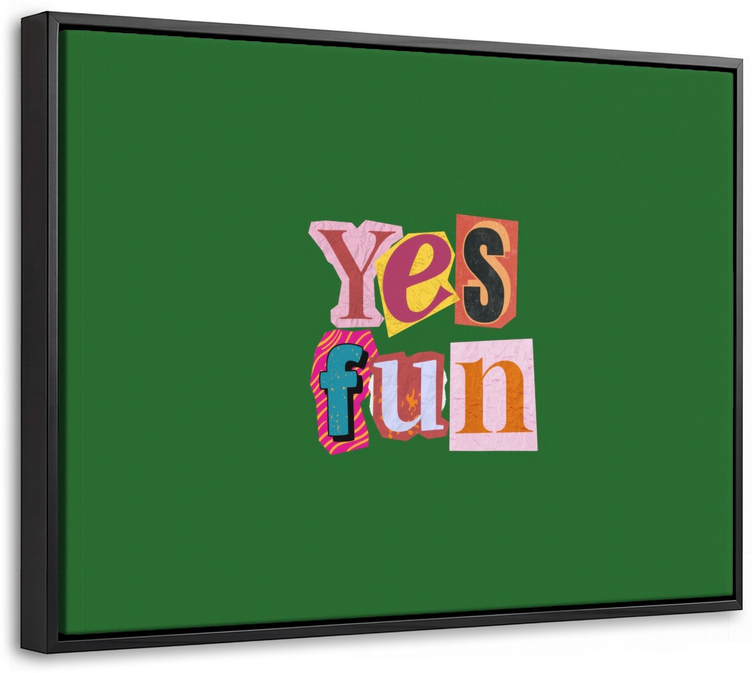 Canvas Schilderij met Baklijst 40x30cm - Yes fun - Collage - Groen - Muurdecoratie woonkamer - Slaapkamer decoratie - Kamer accessoires - Schilderijen op canvas met lijst