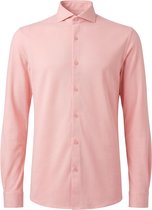 Vercate - Strijkvrij Overhemd - Japanese Knitted - Piqué Katoen - Roze - Slim Fit - Lange Mouw - Heren - Maat 44/XL