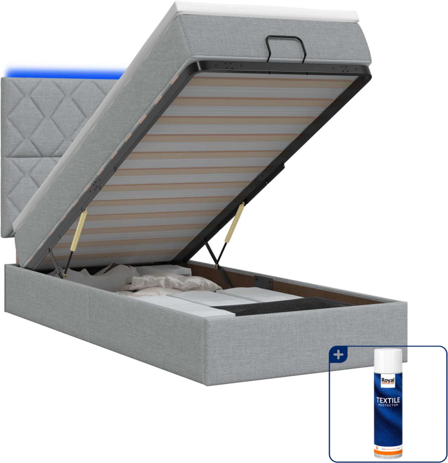 vidaXL ottoman bed - 100 x 200 cm - lichtgrijs - Inclusief textielbeschermer 500 ml
