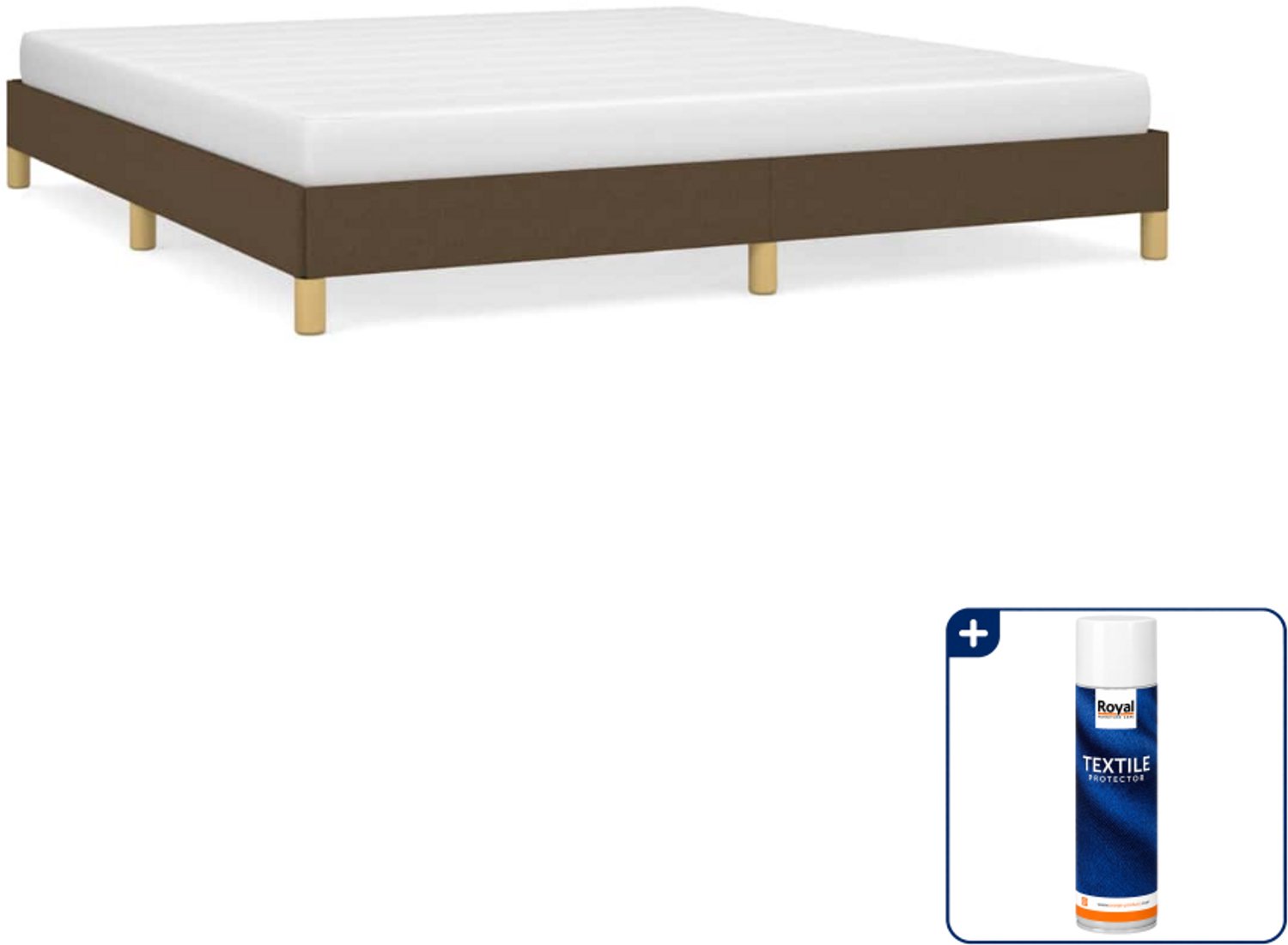 vidaXL bedframe Kingsize - 180 x 200 cm - donkerbruin - Inclusief textielbeschermer 500 ml