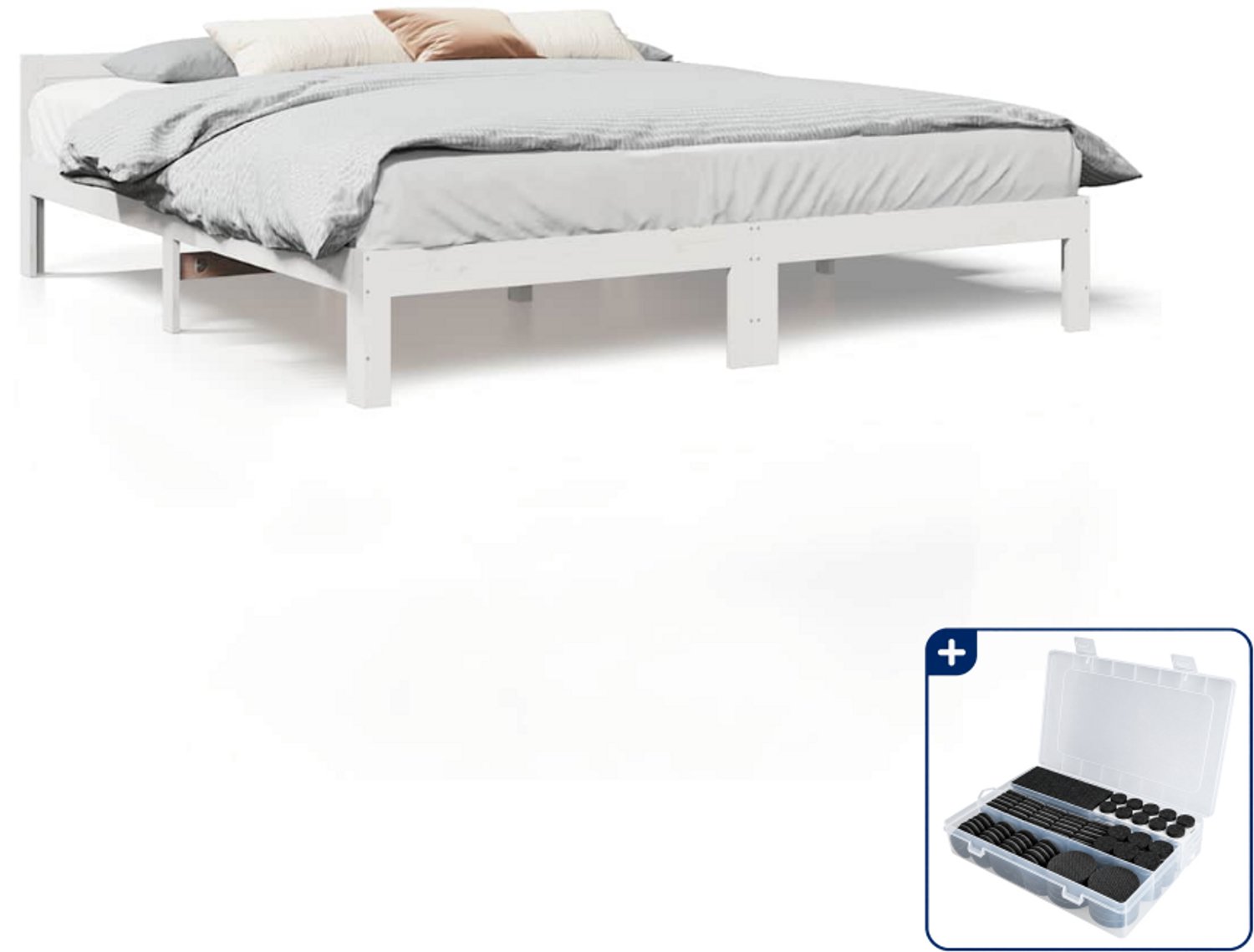 vidaXL bedframe - Queensize - 160 x 200 cm - wit - Inclusief antikrasvilt 177-delig