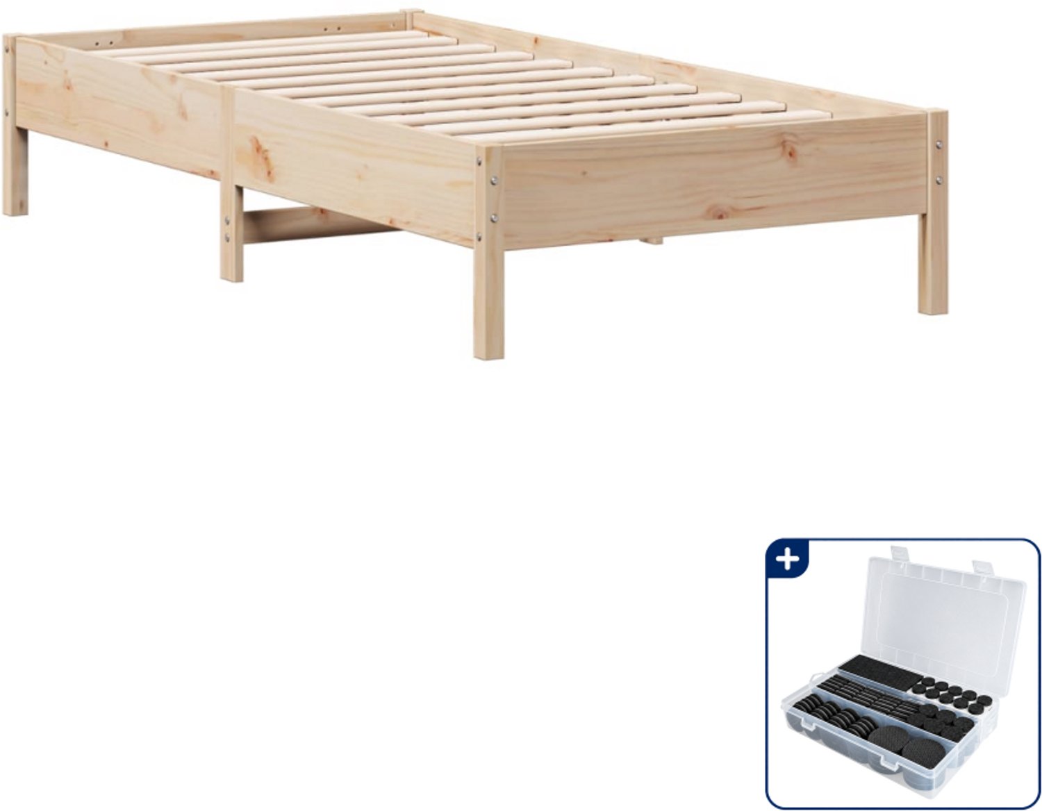 vidaXL bedframe - 75 x 190 cm - massief grenenhout - Inclusief antikrasvilt 177-delig Bruin