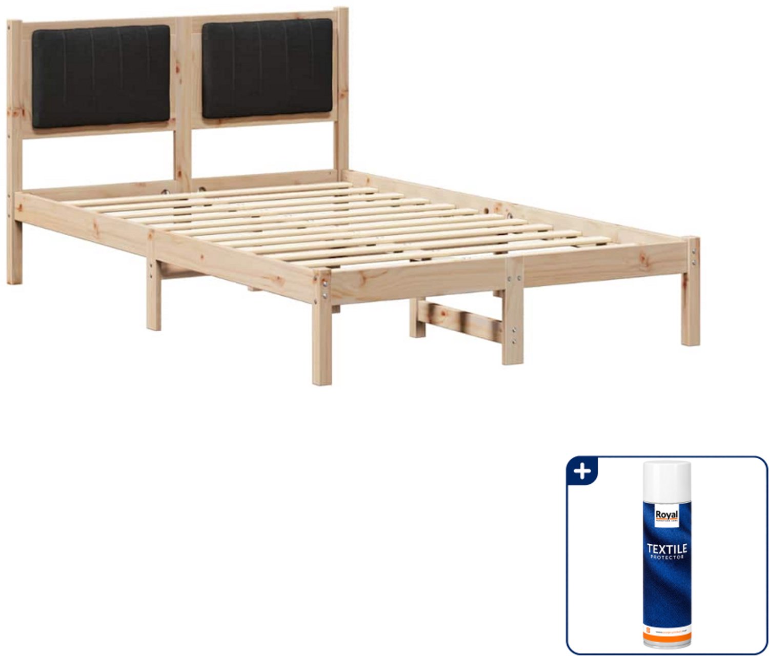vidaXL bedframe - 120 x 200 cm - zwart - Inclusief textielbeschermer 500 ml Bruin