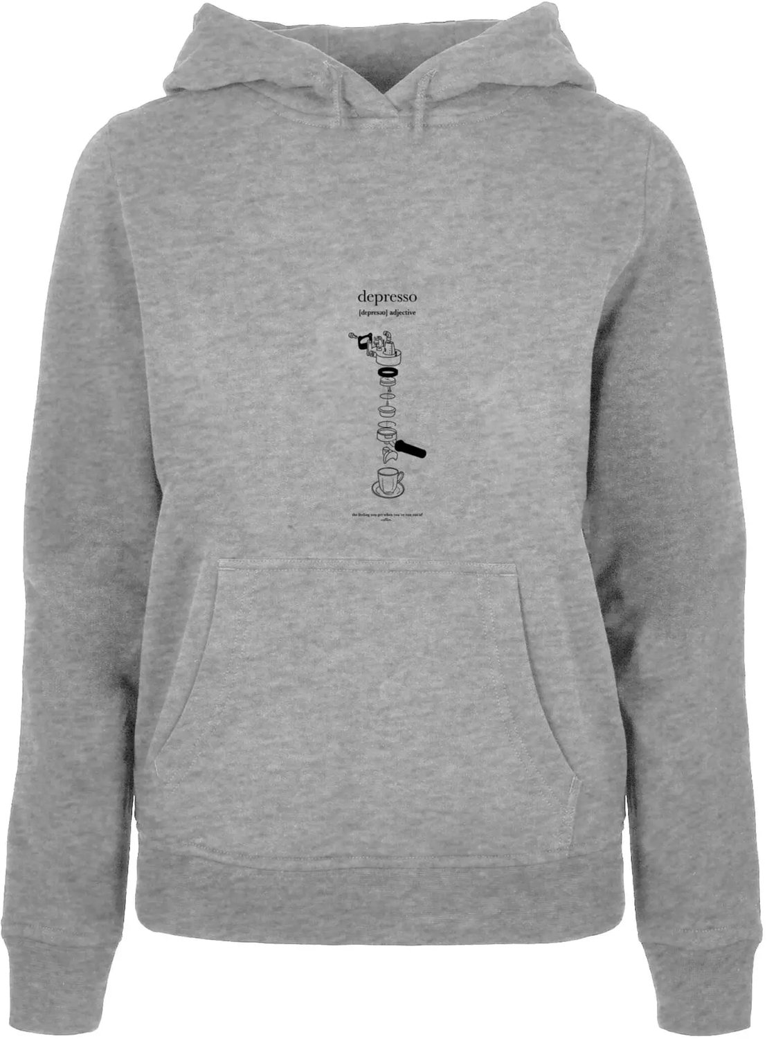 Dames Hoodie Mister Tee Depresso Heidegrijs