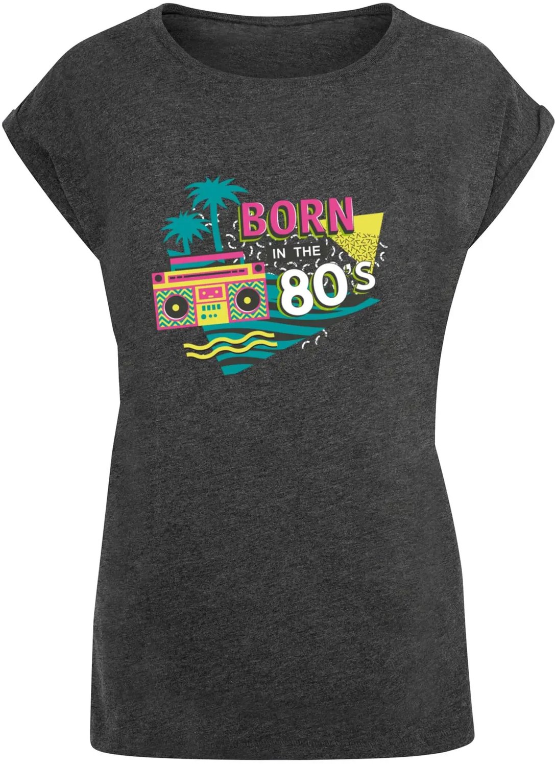 T-shirt dames Mister Tee Born In The 80´s Houtskool