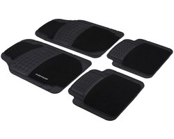 Dunlop Automatten Set - 4 Stuks - 2 Auto Vloermatten 65 x 41 CM - 2 Auto Matten 41 x 40 CM - Passend Maken voor Elke Auto - PVC/Polyester - Zwart