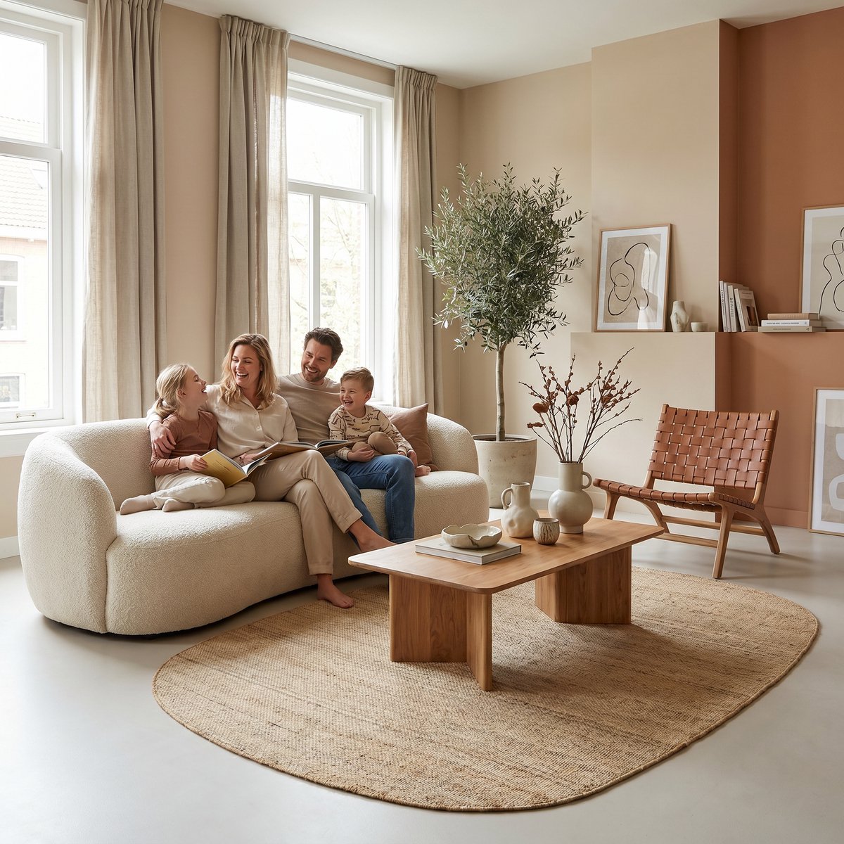Jute vloerkleed Edge deens ovaal 160x230cm Mrcarpet