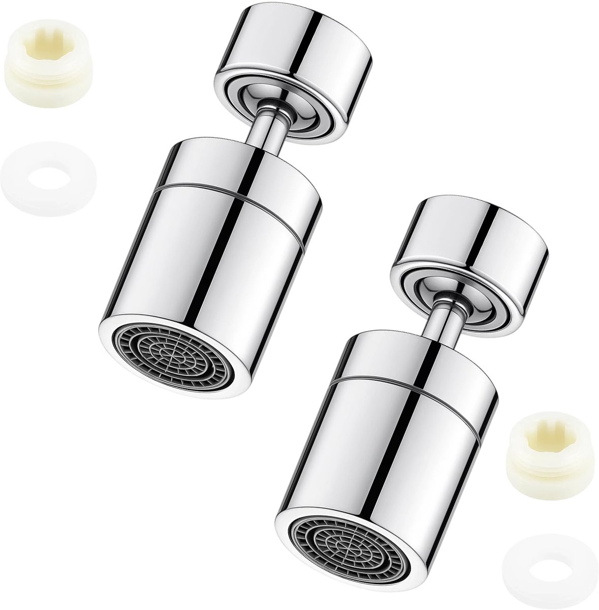 Draaibaar Kraanopzetstuk - 2 Stuks - Met Dichtingen - Voor Keuken en Bad - Waterbesparend - Aansluitingen M22 - FM20, M22 - M20, M22 - M22, M22 - FM24, M22 - M24
