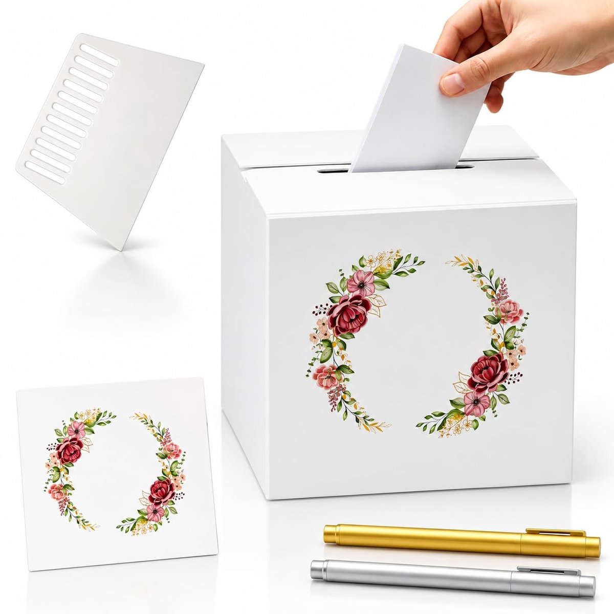 Elzusha - DIY Doos voor Bruiloft - Inclusief Stickers en Schraper - 21 x 21 x 21 cm