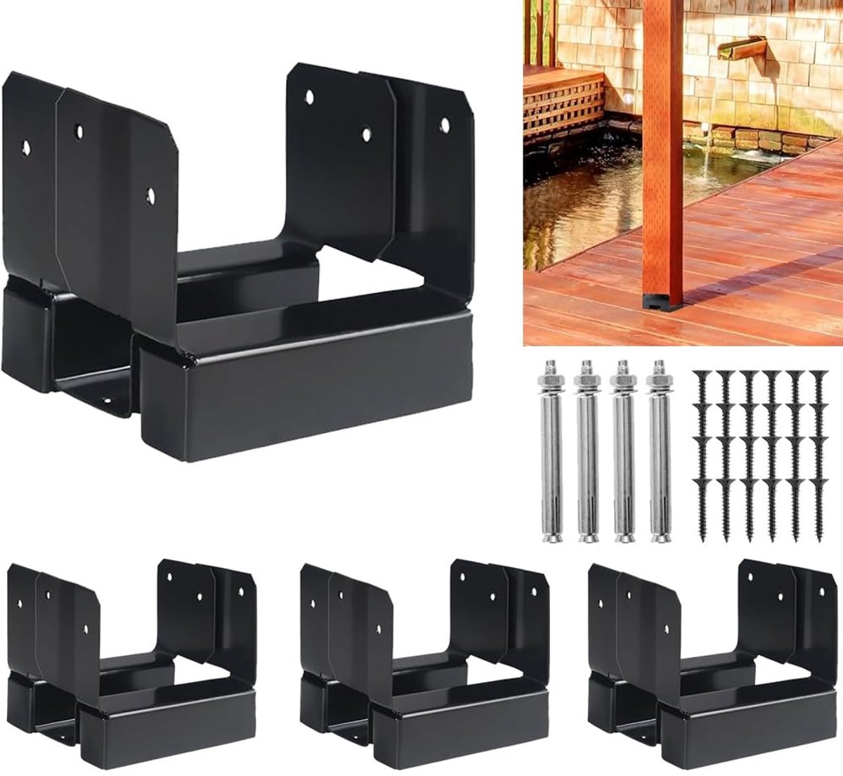Elzusha - Set van 4 Postbeugels voor Stevige Ondersteuning van Hekken en Pergola's
