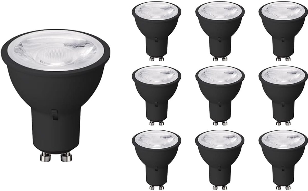 VITO ADVANCE-PRO - LED Spot GU10 - 6W 660lm 3CCT 2700/4000/6400K - Lichthoek 38° - Zwart - 35.000 uur - 10 stuks