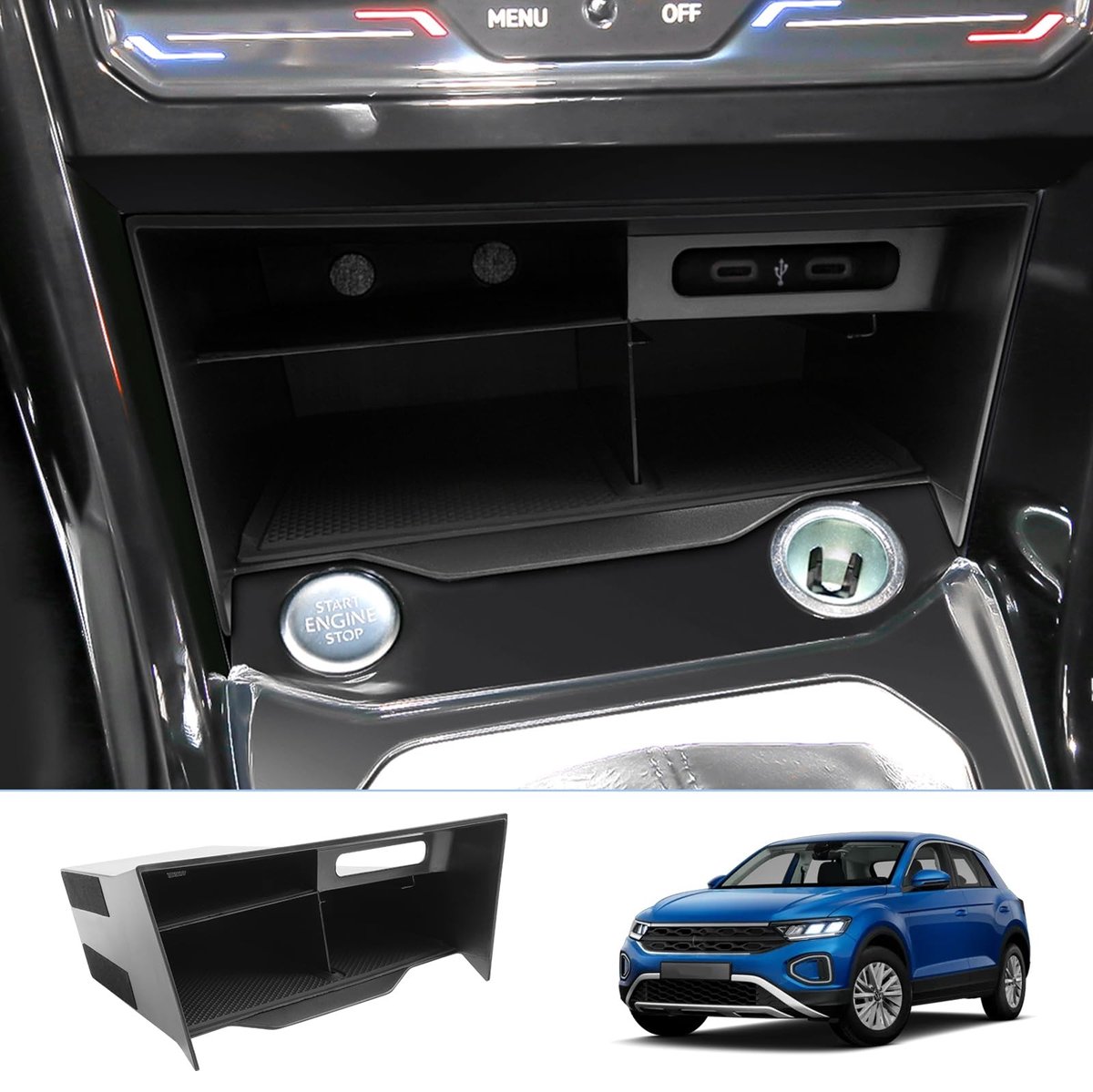 Elzusha - Center Console Organizer voor VW T-ROC 2018-2025