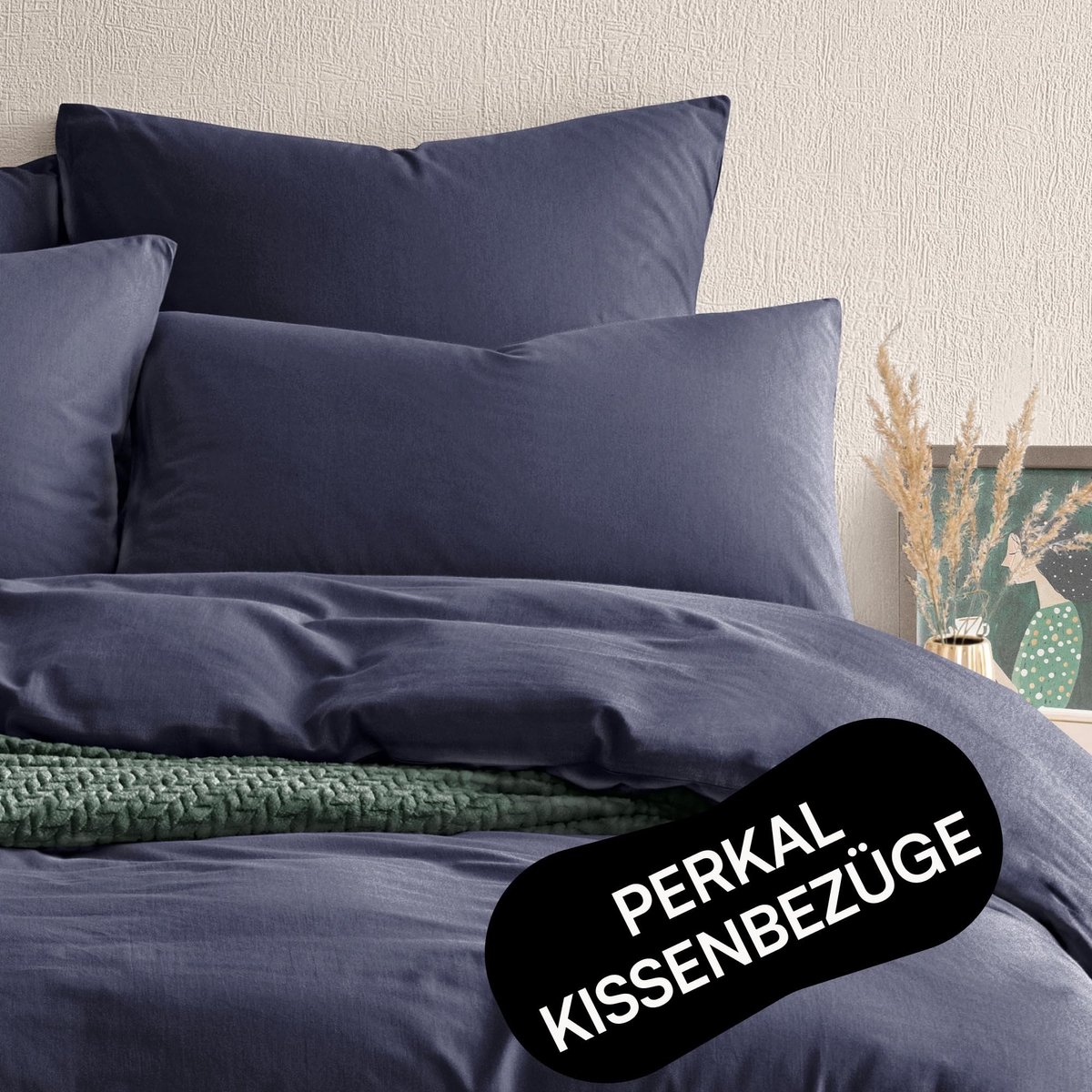 Elzusha - Kussenslopen Set van 2 - 80x80 cm - Katoen - Donkerblauw