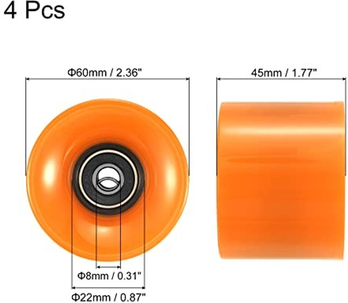 Elzusha Longboard Wielen met Lager ABEC-9 60mm 4 Stuks in