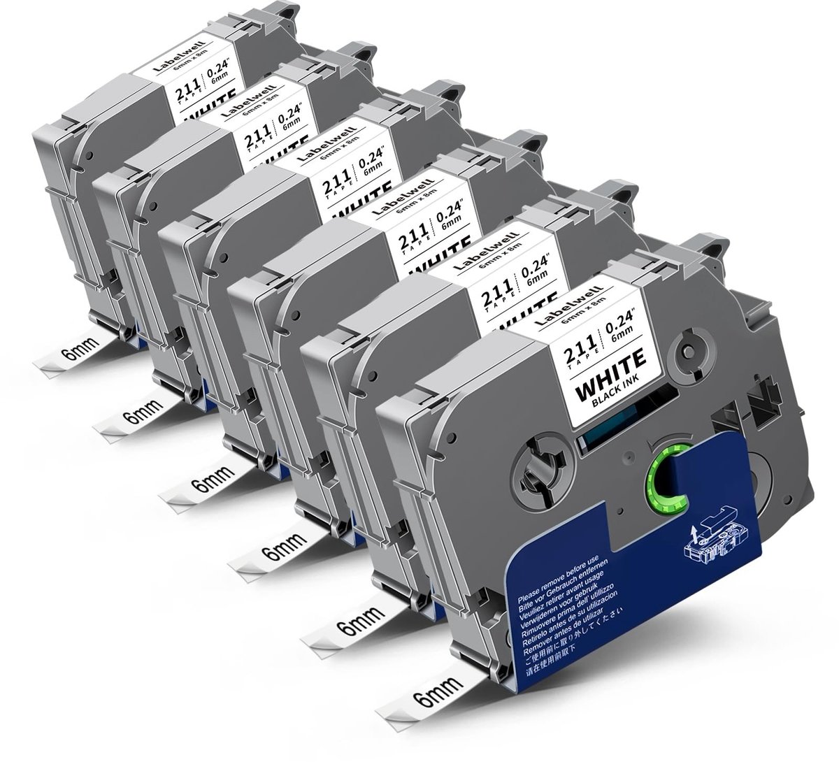 Elzusha - Label Tape 6mm Zwart op Wit - Compatibel met Brother P-Touch