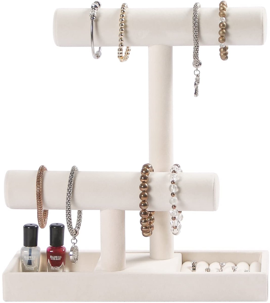 Elzusha - Sieraden organizer met 2 lagen en opbergdoos voor ringen en armbanden