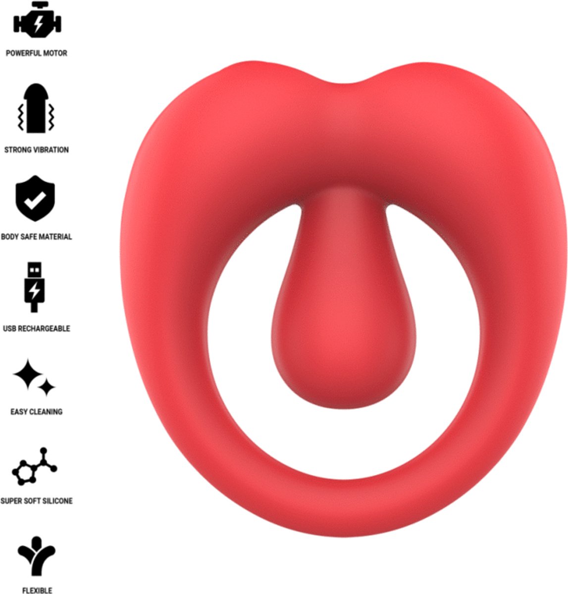INTENSE - RUSSELL VIBRATING PENIS RING WITH CLITORIS STIMULATION RED