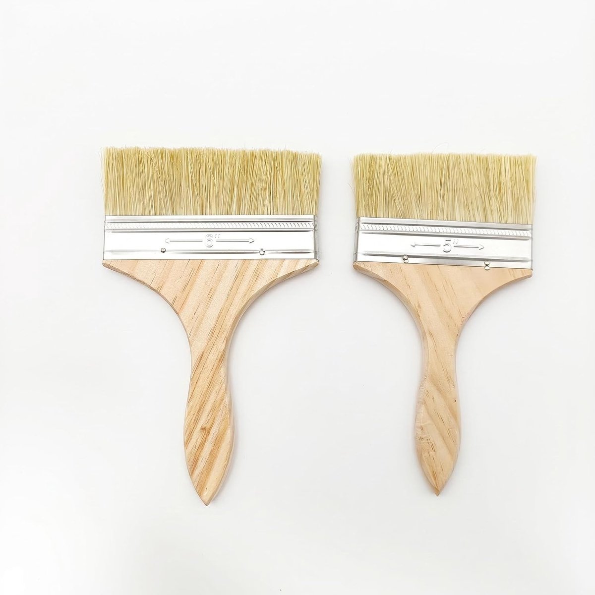 Platte penselen, 12,7 cm en 15,2 cm, lazuurpenseel, schilderkwast, breed penseel, verfkwast, oppervlaktekwast met houten handvat voor muur en hout