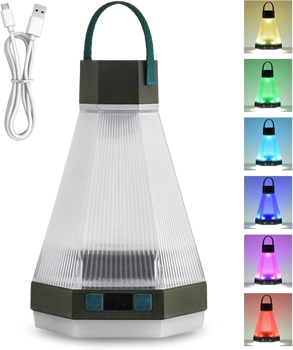 campinglantaarn, RGB-kleurverandering, led-campinglamp, draagbaar, IPX4, waterdicht, led-buitenlicht, 8 modi, voor buiten, tuin, kamer, terras, noodgevallen