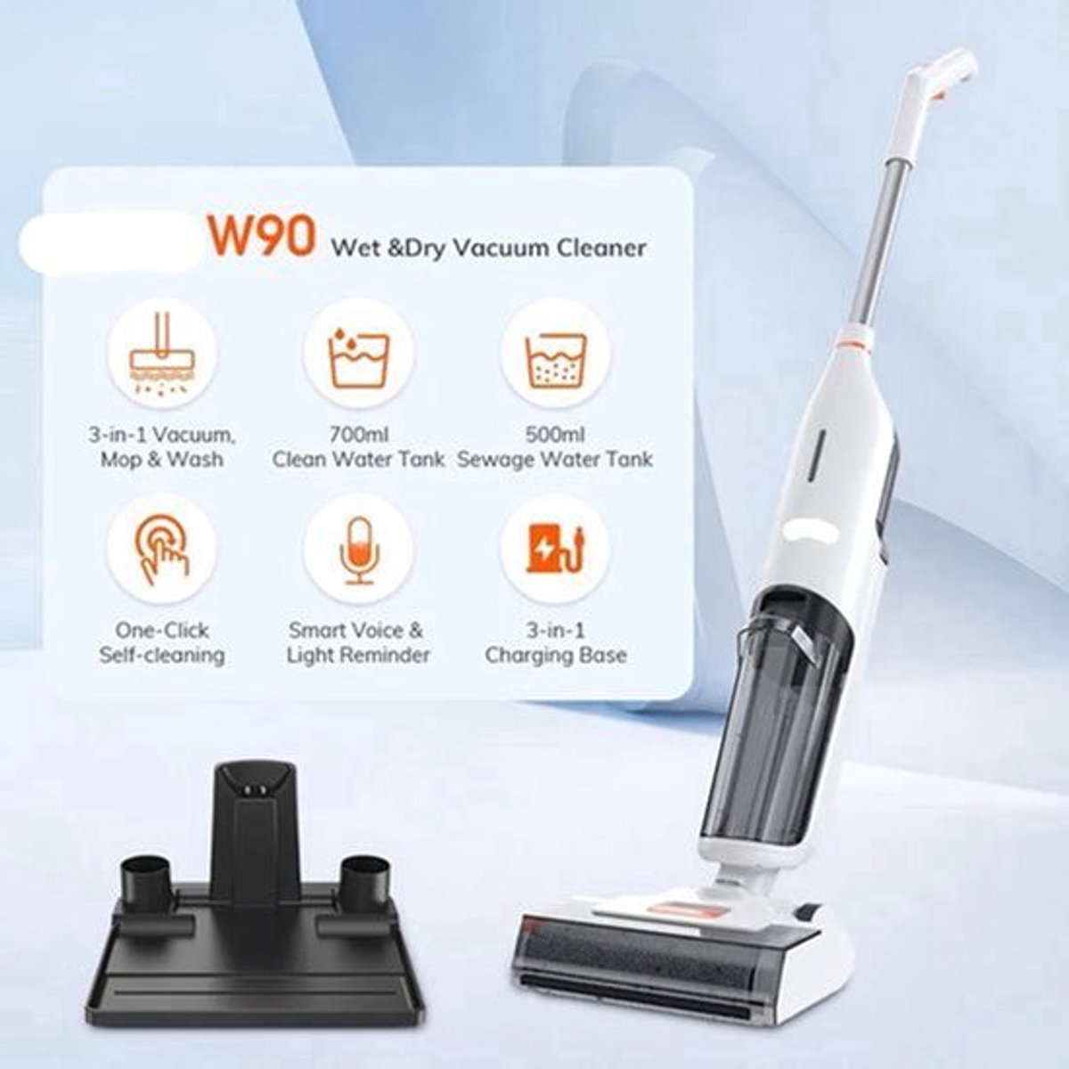 Multifunctionele 3-in-1 Schoonmaker – Stofzuiger – Dweil – Wasapparaat – Draadloos – 2-voudig Tanksysteem – 30 Minuten Gebruikstijd