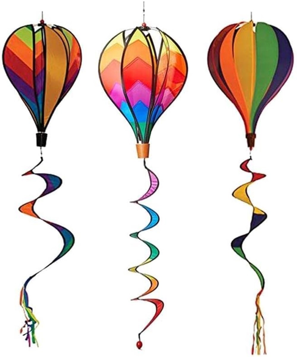 Kleurrijke Wind Spinner Set van 3 - Draaiende Luchtballonnen voor Tuin, Patio en Feestdecoratie