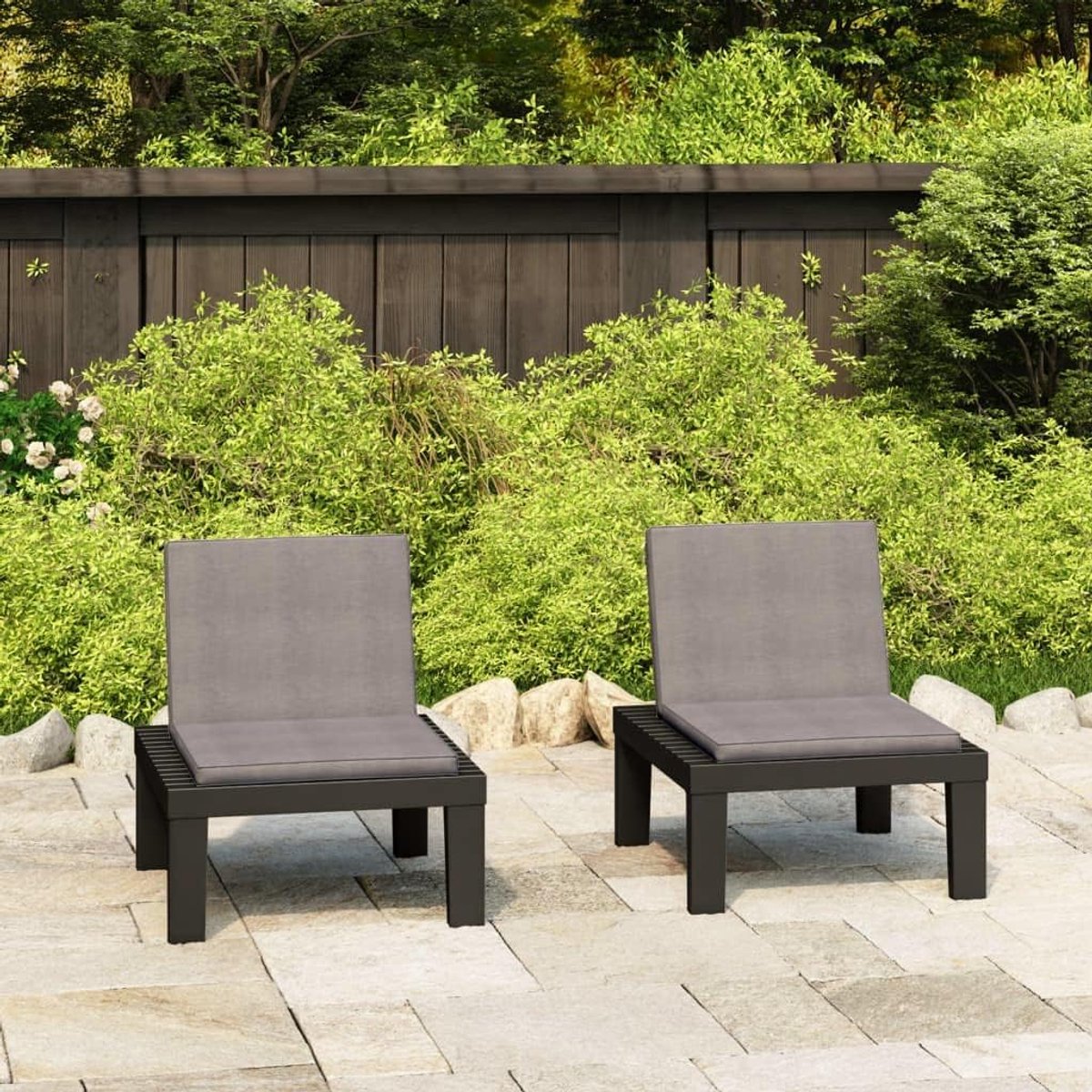 Terrasstoelen grijs met kussens, 2 stuks, robuust en licht, met dikke kussens en afneembare hoes, gemakkelijk te reinigen, maximale belasting 110 kg